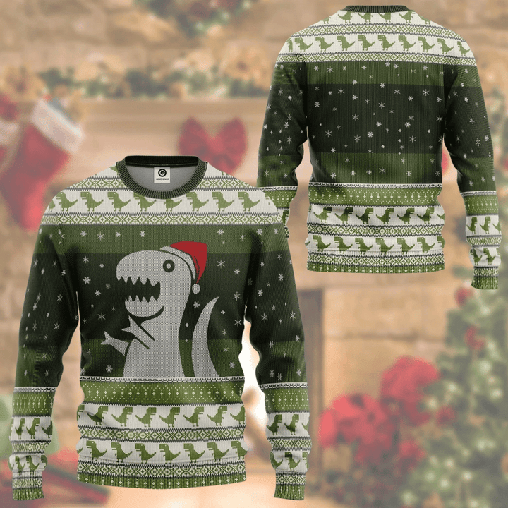 Christmas Dino Ugly Christmas Sweater | For Men &amp; Women | Adult | US3231