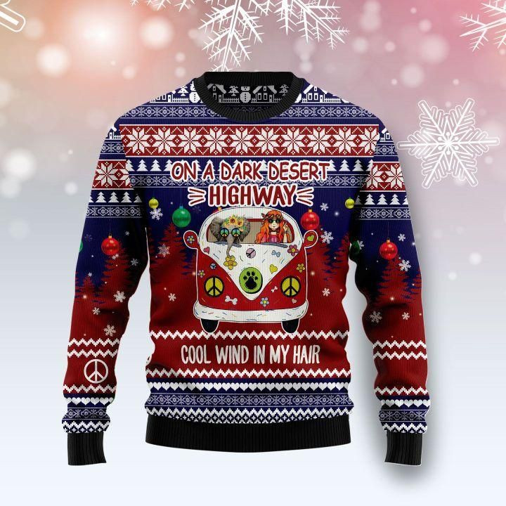 Elephant Hippie Girl Ugly Christmas Sweater | For Men &amp; Women | Adult | US1546