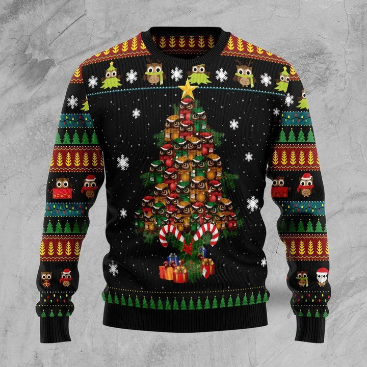 Owl Christmas Tree Ugly Christmas Sweater | For Men &amp; Women | Adult | US1554