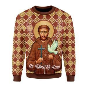 Saint Francis Of Assisi Ugly Christmas Sweater | For Men &amp; Women | Adult | US3524
