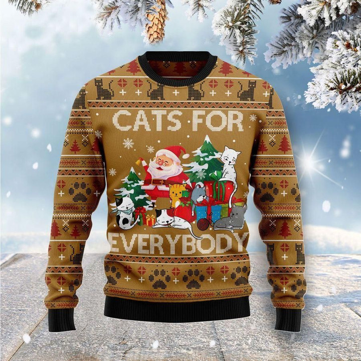 Cats For Everybody Ugly Christmas Sweater | For Men &amp; Women | Adult | US1426