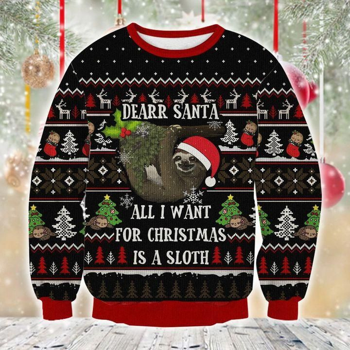 Sloth All I Want For Christmas Ugly Christmas Sweater | For Men &amp; Women | Adult |  US1931