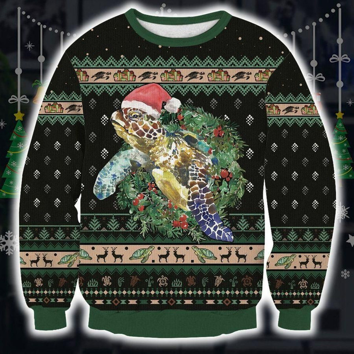 Green Sea Turtle Ugly Christmas Sweater | For Men &amp; Women | Adult | US1913