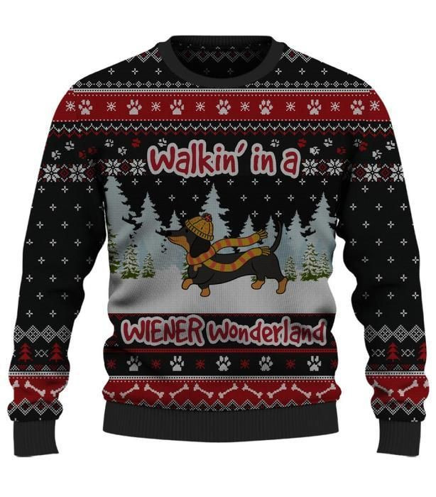 Dachshund Wiener Wonderland Personalized Ugly Christmas Sweater | For Men &amp; Women | Adult | US1272