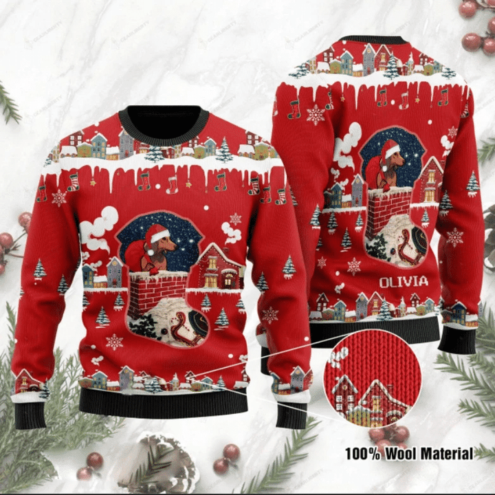 Funny Dachshund Santa Claus Christmas Ugly Christmas Sweater | For Men &amp; Women | Adult | US1250