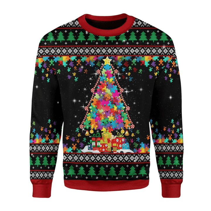 Autism Christmas Tree Ugly Christmas Sweater | For Men &amp; Women | Adult | US3466