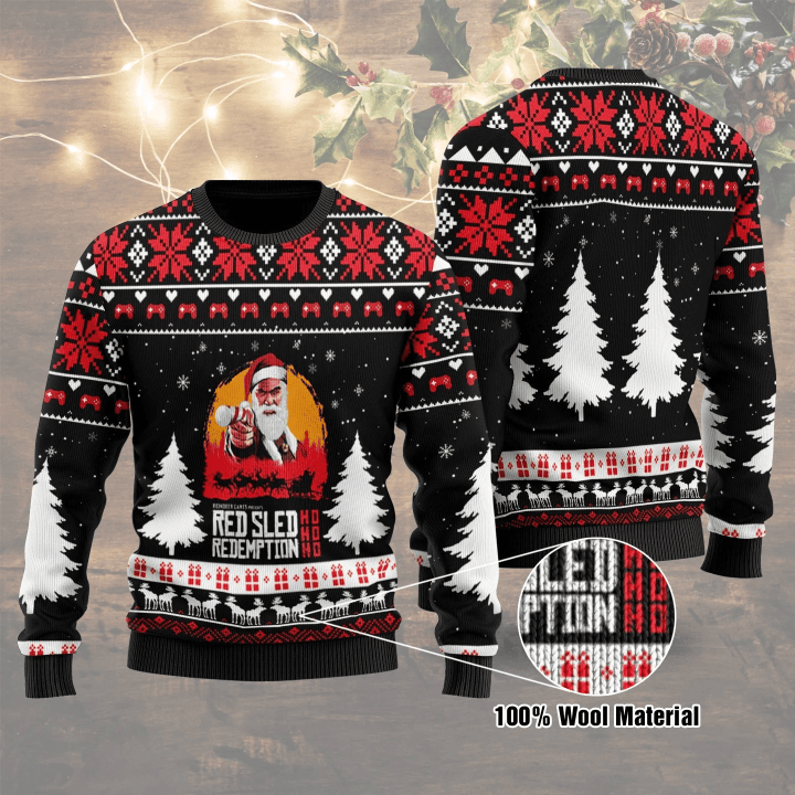 Red Sled Redemption Ugly Christmas Sweater | For Men &amp; Women | Adult | US1667