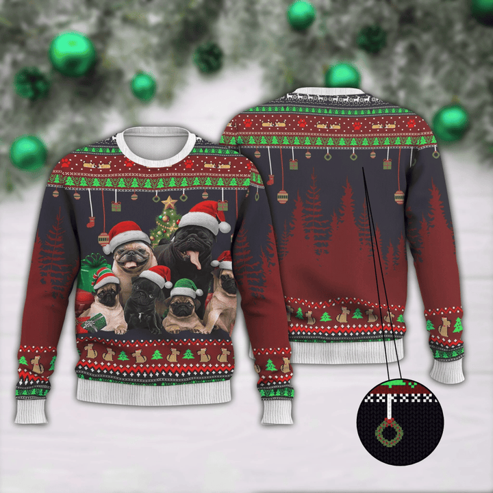 Pugs Ugly Christmas Sweater | For Men &amp; Women | Adult | US1755