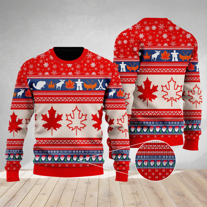 Christmas Hohoho Canada Maple Leaf Ugly Sweater
