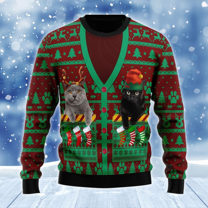 Cats In Pocket Christmas Ugly Sweater