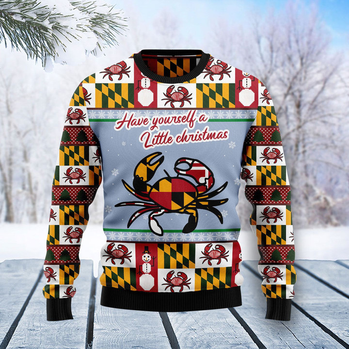 Flag Of Maryland State Have Yourself A Little Christmas Ugly Sweater