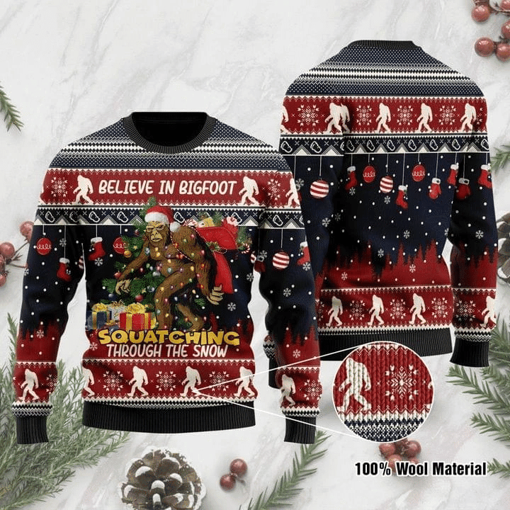 For Bigfoot Lovers Ugly Christmas Sweater | For Men &amp; Women | Adult |  US1026