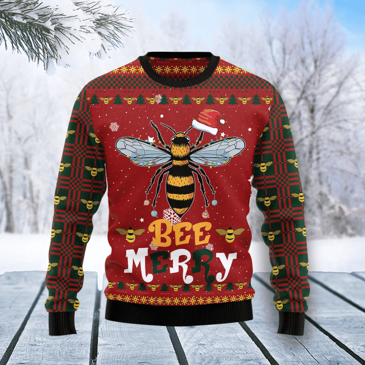 Bee Merry Ugly Christmas Sweater | For Men &amp; Women | Adult | US1302