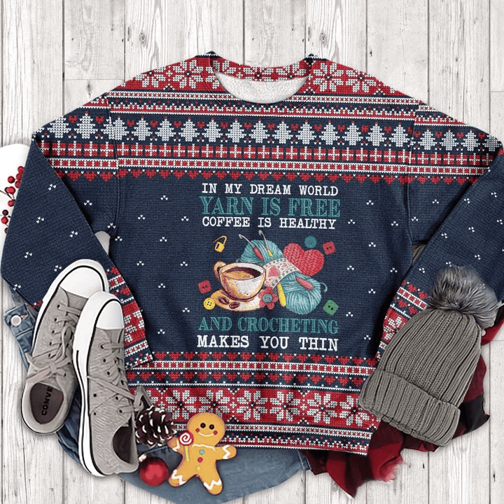 Yarn Is Free Crochet Sewing  Ugly Christmas Sweater | For Men &amp; Women | Adult | US3154