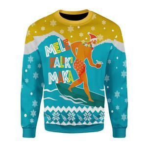 Mele Kalikimaka Surfing Santa Ugly Christmas Sweater | For Men &amp; Women | Adult | US3553