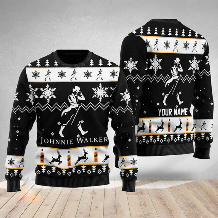 Personalized Johnnie Walker Christmas Ugly Sweater