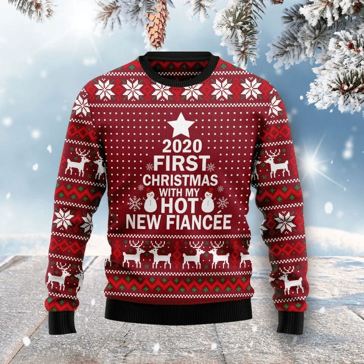 First Christmas With My Hot Fiance  Ugly Christmas Sweater | For Men &amp; Women | Adult | US1350