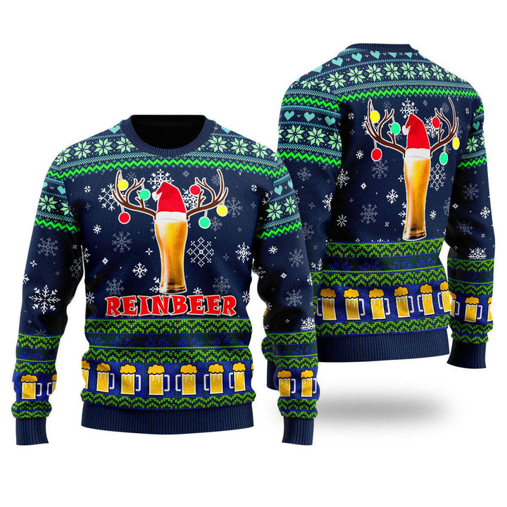 Funny Beer Lover Reindeer Christmas Ugly Sweater