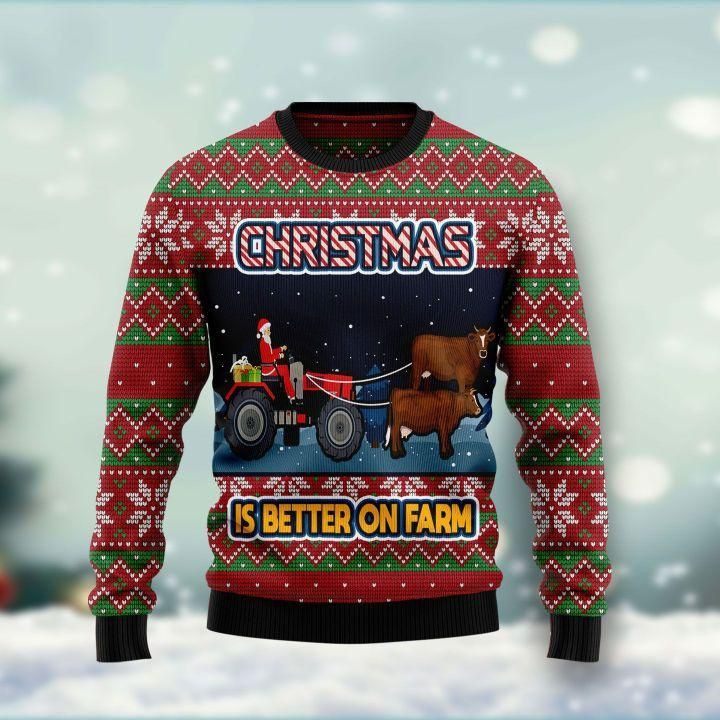 Christmas Is Better On Farm Ugly Christmas Sweater | For Men &amp; Women | Adult | US1532