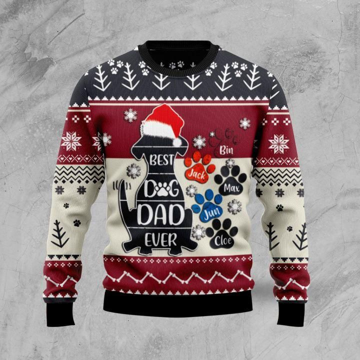 Best Dog Dad Ever Ugly Christmas Sweater | For Men &amp; Women | Adult | US1470