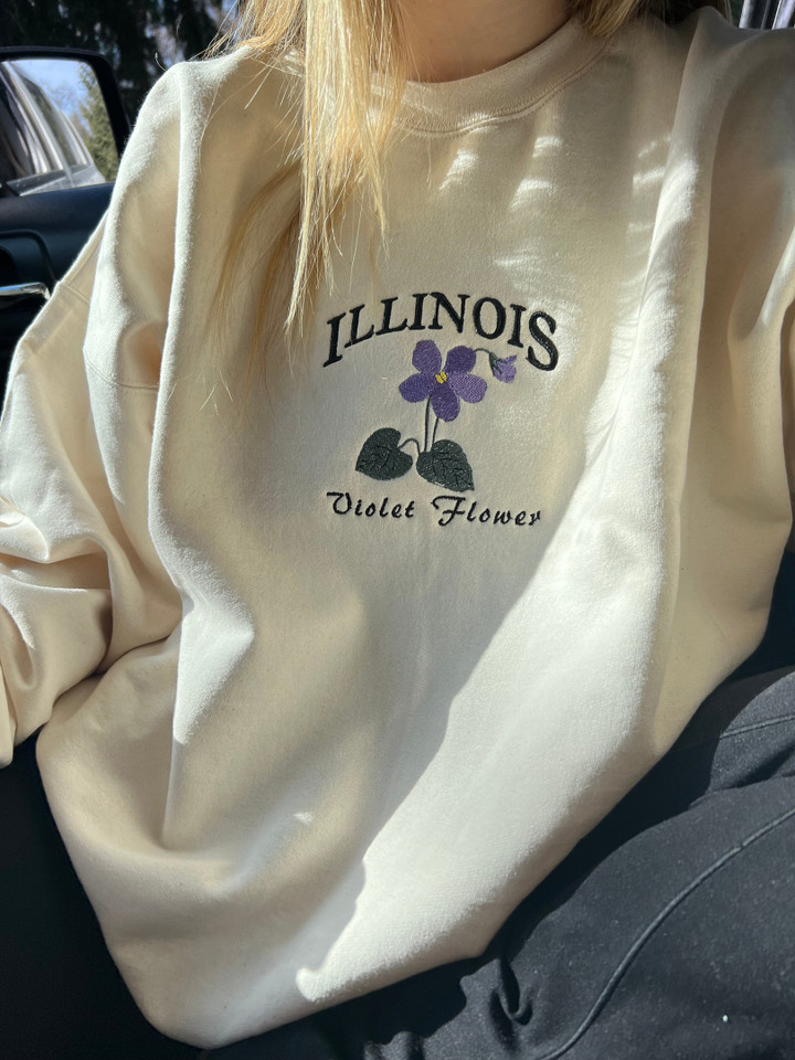 Illinois State Flower Embroidered Crewneck