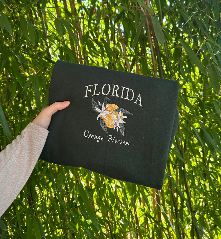Florida State Flower Embroidered Crewneck