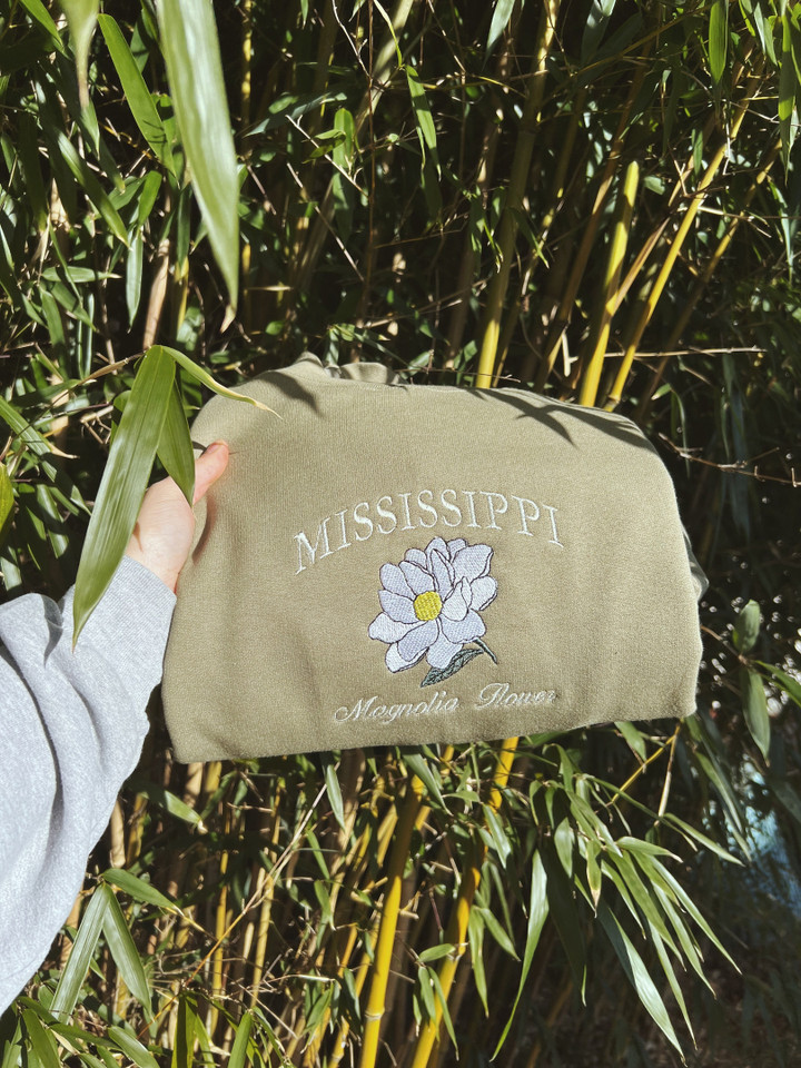 Mississippi State Flower Embroidered Crewneck