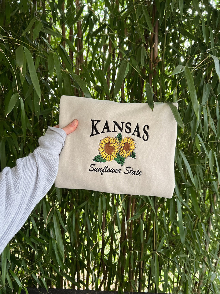 Kansas State Flower Embroidered Crewneck