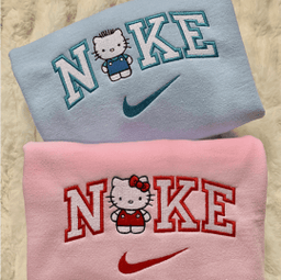 Premium Boy Kitty & Girl Kitty Embroidered Matching Set Sweatshirt, Hoodie