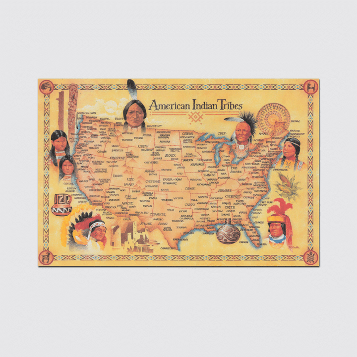 American Indian Tribes Map Poster