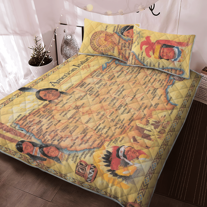 American Indian Tribes Map QUILT BED SET & PILLOW COVER