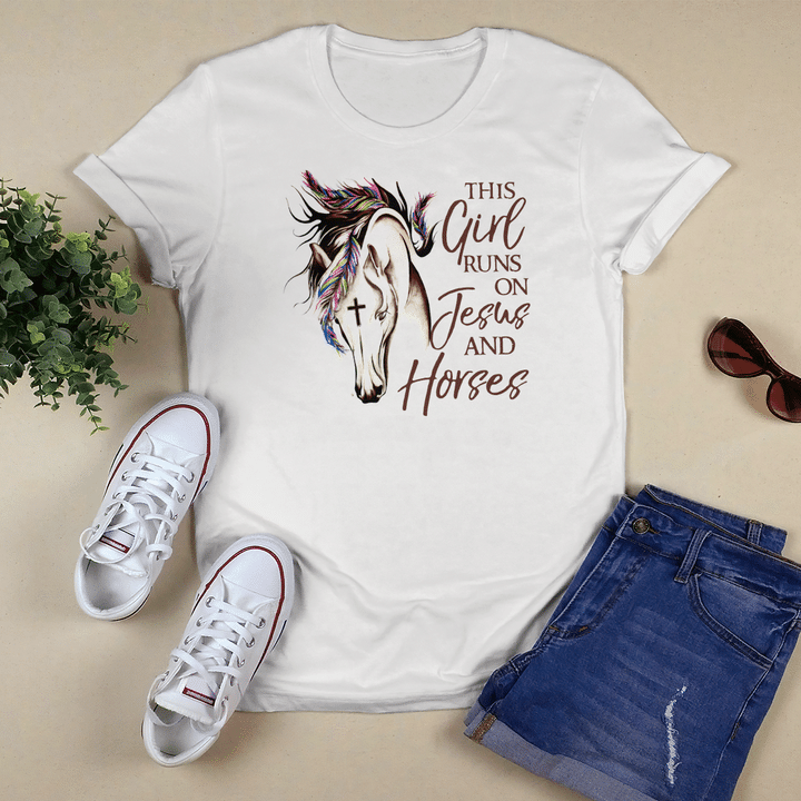This Girl Runs On Jesus And Horse T-Shirt