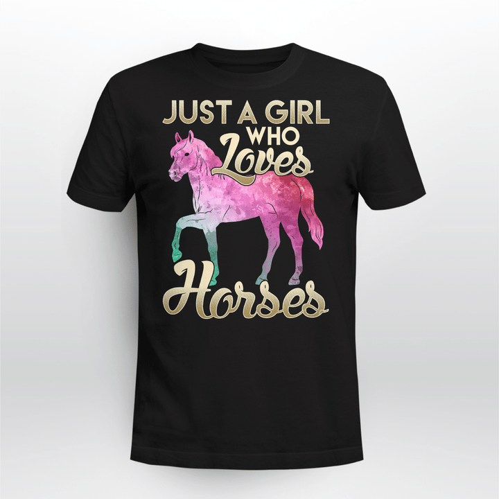 Just A Girl Who Loves Horses Black T Shirt