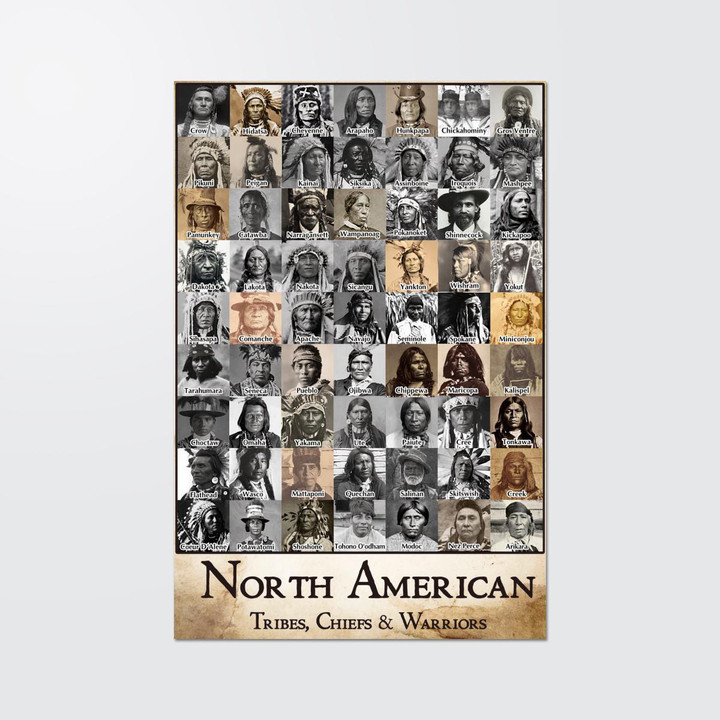 North American Tribes, Chiefs & Warriors Vertical Poster