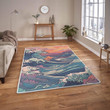 Premium Area Rug | Ancient Japanese Painting "The Greatest Wave and Sun" Rug in the style of Japanese Art 37 | Samurai Art | Limited edition