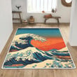 Premium Area Rug | Ancient Japanese Painting "The Greatest Wave and Sun" Rug in the style of Japanese Art 36 | Samurai Art | Limited edition