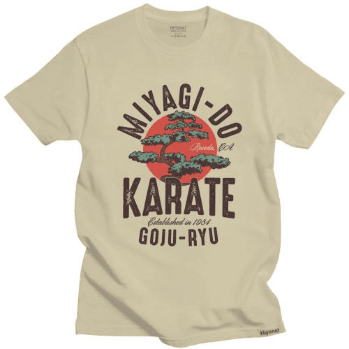 Vintage Miyagi Do Inspired Karate Kid T Shirt Men Cotton Cobra Kai Tshirt Japanese Kung Fu Tee Tops Short Sleeve Fashion Samurai T-shirt