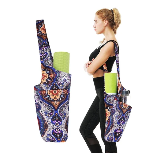 Outdoor Sports Yoga Mat Bag Casual Fashion One-shoulder Crossbody Printed Yoga Backpack Carry Strap Drawstring
