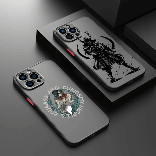 Japanese Samurai For iPhone 15 Ultra 14 13 12 11 Mini XS XR X 8 7 Pro Max Plus Frosted Translucent Phone Case