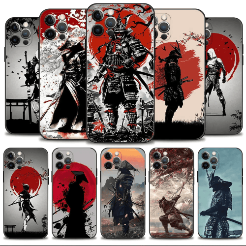 Phone Case For Apple iPhone 15 14 13 12 11 Pro Max 13 12 Mini XS Max XR X 7 8 Shell Cover Japan Samurai Red Sun Tree Art Cover