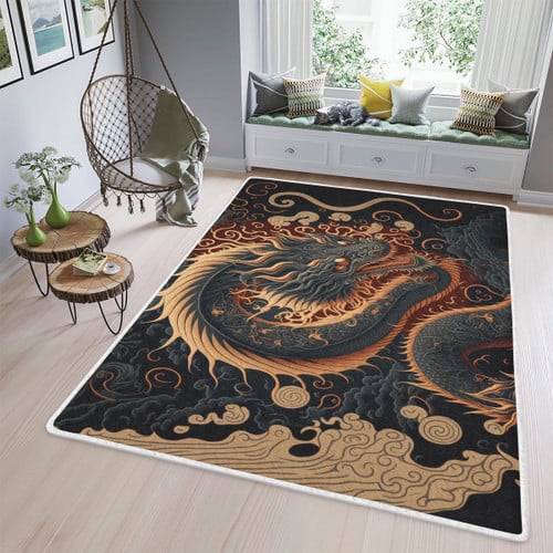 Premium Area Rug | Ancient Dragon in the style of Japanese Art | Samurai Art | Limited edition