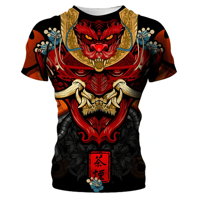 AOP T-shirt - Summer Fashion Cool Samurai Mask graphic t shirts Men Personality harajuku streetwear 3D Printed O-neck quick-drying t-shirt