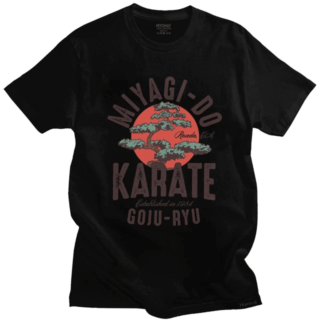 Vintage Miyagi Do Inspired Karate Kid T Shirt Men Cotton Cobra Kai Tshirt Japanese Kung Fu Tee Tops Short Sleeve Fashion Samurai T-shirt
