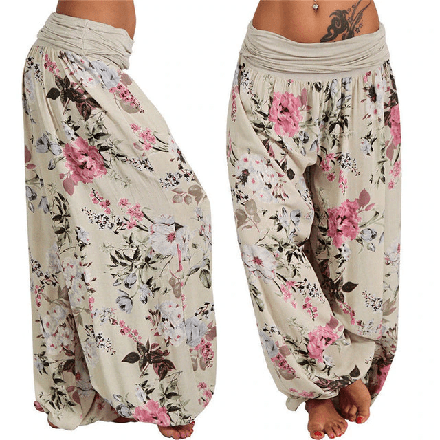 2023 Women Loose Casual Harem Pant Floral Print Holiday Yoga Pants Fitness Sports Dance Long Trousers