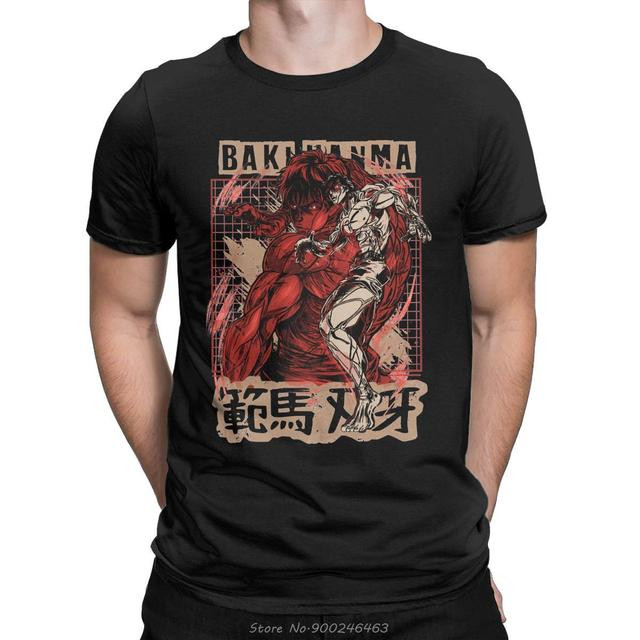 Baki Hanma Men T Shirt Anime Funny TShirt Short Sleeve Round Collar T-Shirt 100% Cotton Classic Tops Tees Streetwear