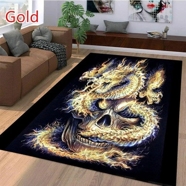Dragon With Rose Skull Carpet Rug 3D Printing Creative Door Large Mat Bathmat For Living Room Bedroom Entrance Dropshipping