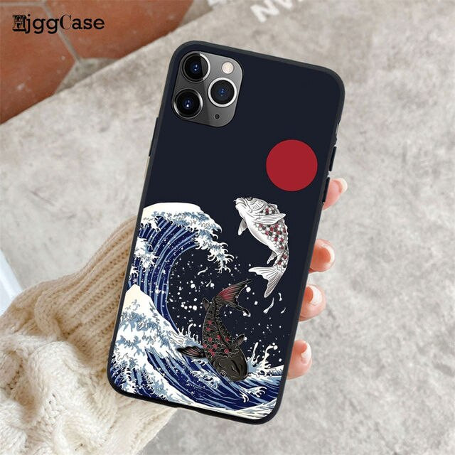 Fashion Dragon The Great Wave Off Kanagawa Soft Phone Case For iPhone 11 12 13 14 15 Pro XS MAX XR X 6s 7 8 Plus SE Back Cover