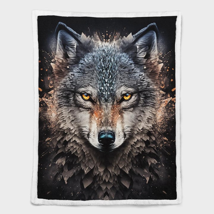 Fleece/Sherpa Blanket - Wild Wolf Artwork 01 - Art Fleece/Sherpa Blanket