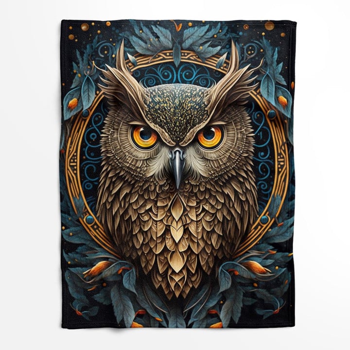 Fleece/Sherpa Blanket - Colorful Owl Artwork 14 - Art Fleece/Sherpa Blanket