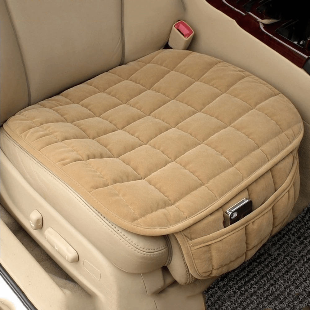 3pcs/set Non-slip Velvet Padded Quilted Car Seat Cushion Covers Winter Warm  Soft